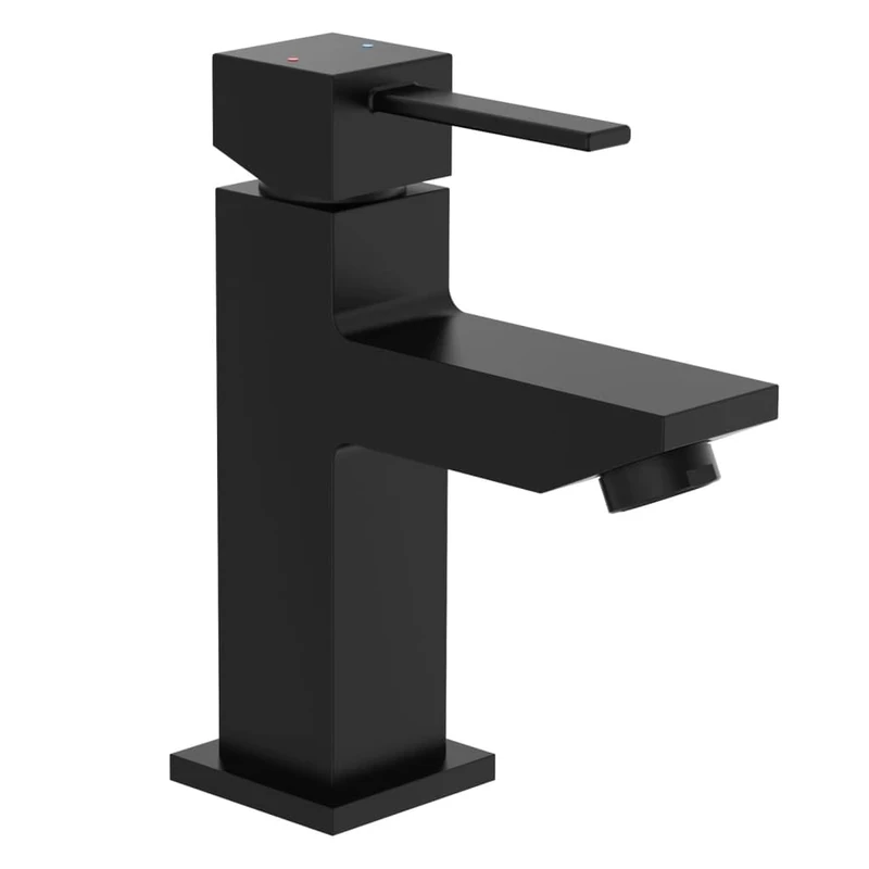 EISL NI075THI-B CALVINO Bathroom Tap Matt Black Square Washbasin Mixer Tap with Angled Design Modern Single Lever Mixer Tap for Sink Black 130 x 160 x 50 cm