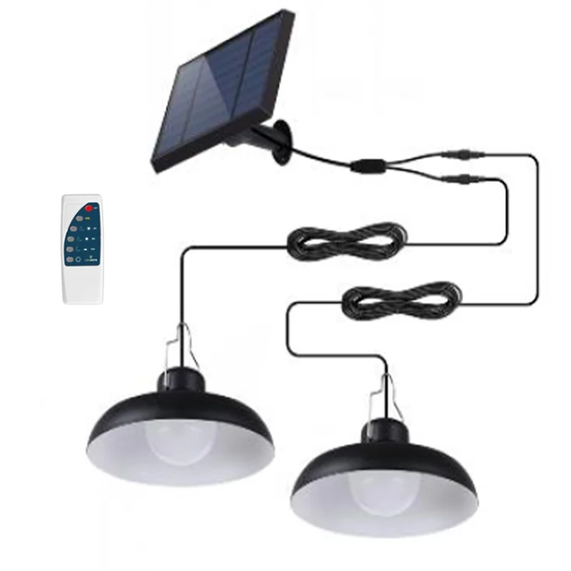 LUMI JARDIN Waren Double Solar Pendant Lamp Shade Metal Black LED Cool White 2X D18cm