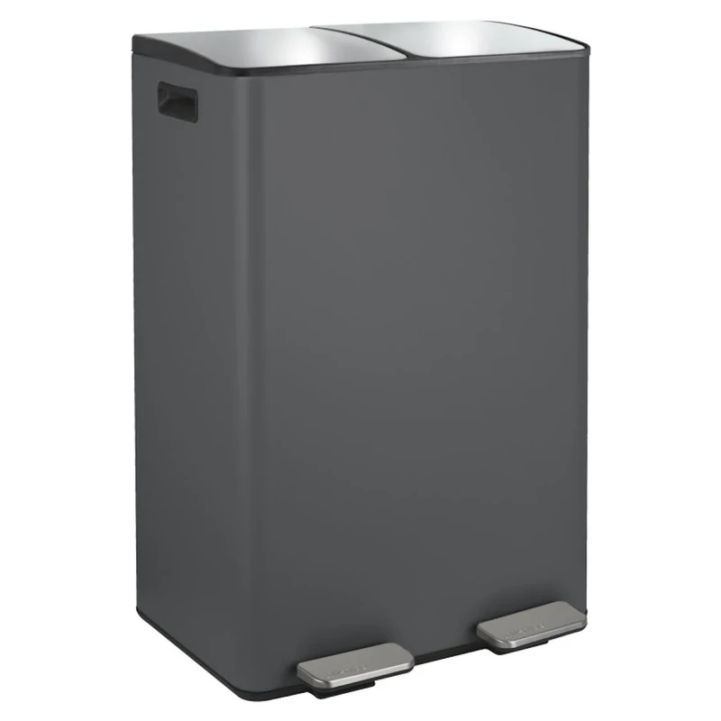 Spirella ALIYA Steel Kitchen Pedal Bin 60 L (2 x 30 L) Matt Grey