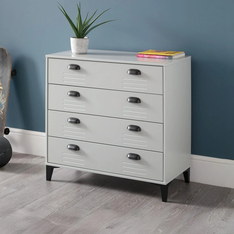 Julian Bowen Lakers Locker 4 Drawer Chest, Grey