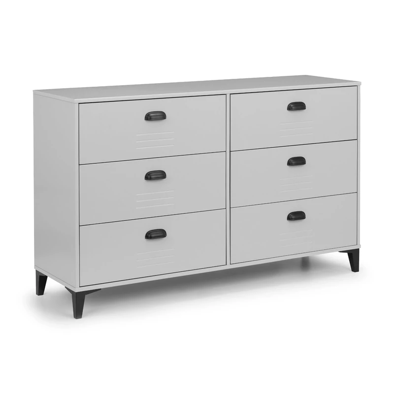 Julian Bowen LAK003 Lakers Locker 6 Drawer Wide Chest, Grey