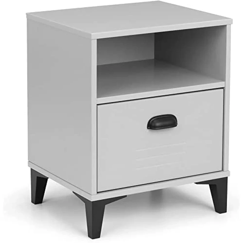 Julian Bowen Lakers Locker 1 Drawer Bedside Table, Grey - Functional and Stylish Bedside Storage