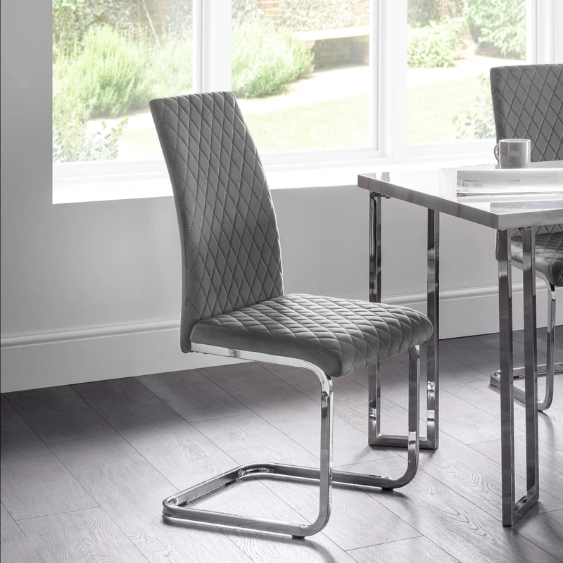 Julian Bowen Set Of 4 Calabria Cantilever Chairs - Grey Dining