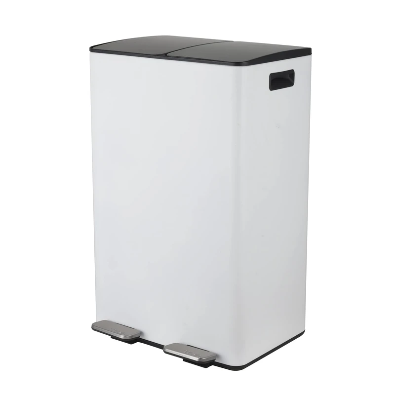 Spirella ALIYA Steel Kitchen Pedal Bin 60 L (2 x 30 L) Matt White