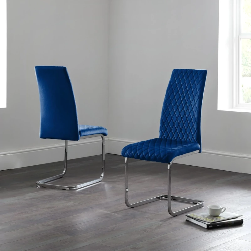 Julian Bowen Set Of 4 Calabria Cantilever Chairs - Blue Dining