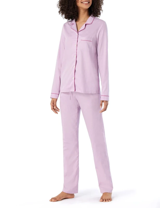 Schiesser Women's Long Pyjama Set, Pink, 42