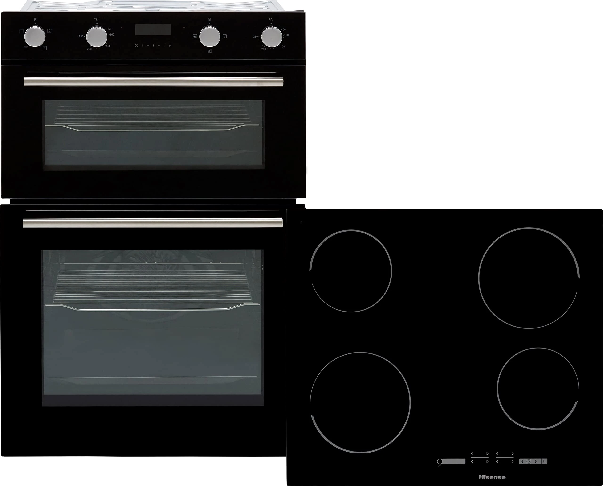 Hisense BI6095CGUK Built In Electric Double Oven and Ceramic Hob Pack - Black - A/A Rated
