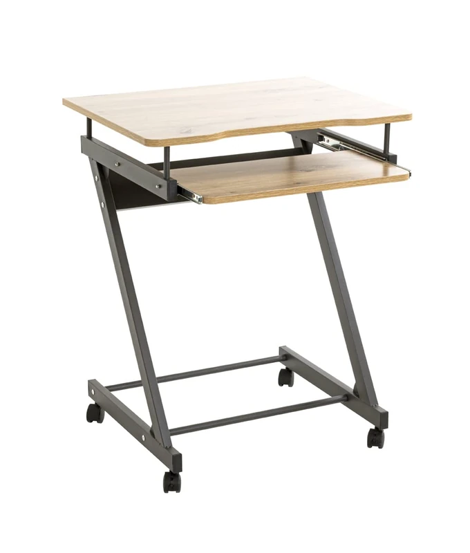 HAKU Pc-Desk Anthracite, Oak, Mdf, Metal - Dim.: W 60 cm X H 75 cm X D 49 cm, Style: Modern