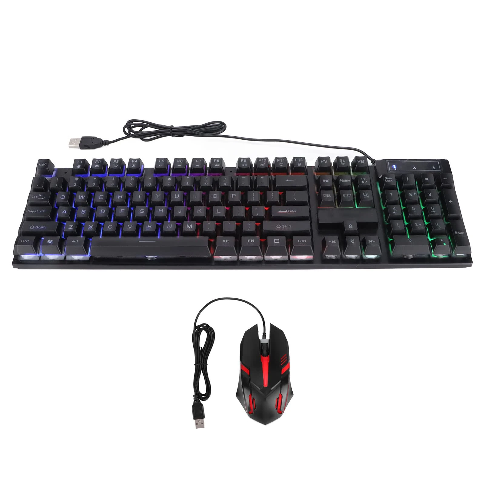 Keyboard and Mouse Combo,104 Keys Wired LED Backlit Wired Mechanical USB Ergonomic Gaming Keyboards and Mouse Set, for PC Computer Gamer (black)