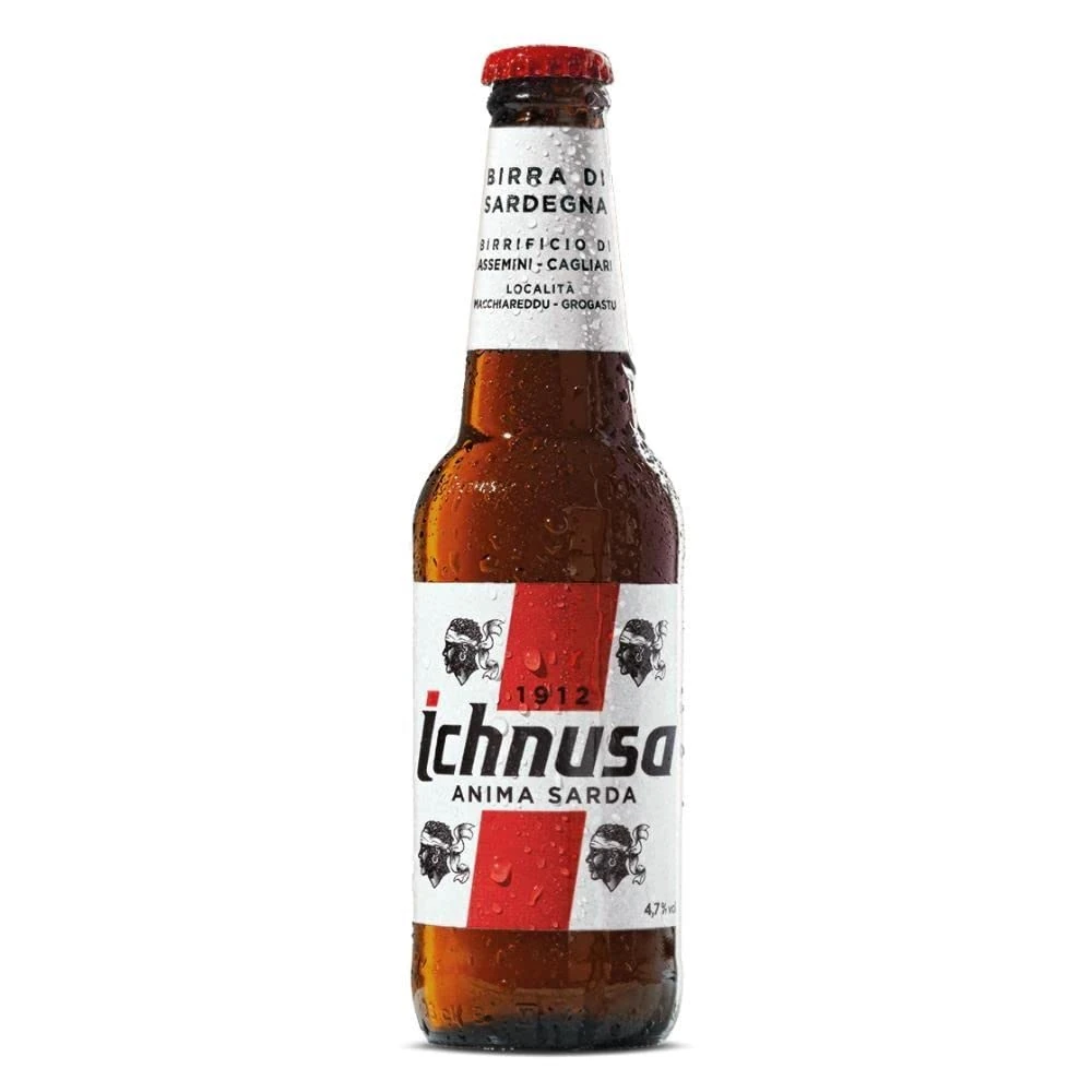Ichnusa Sardinian Lager Beer 24 x 330ml Bottles – Anima Sarda, Brewed in Assemini, Italy - Golden, Moderately Bitter - Great for Mediterranean Food