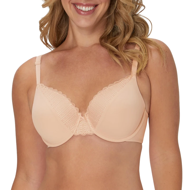 Maidenform Women's Padded Underwire, Full Coverage T-Shirt Bras, Convertible, Seamless (Plus, Opaque, Sandshell, 40C