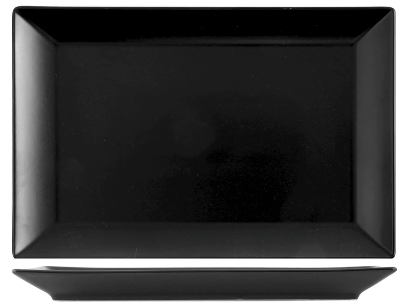 H&H 6 Plates Stoneware Osaka Black Rectangular 30x20 cm