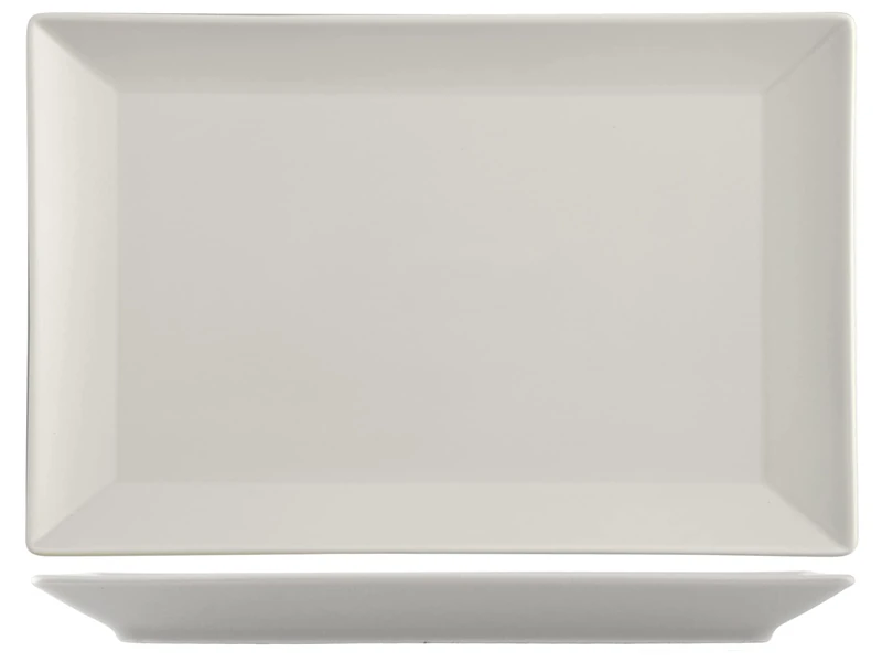 H&H 6 Stoneware Plates Osaka Rectangular Dove Grey 30x20