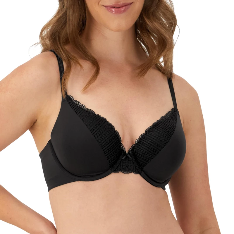 Maidenform Women's T-Shirt, Comfort Devotion Full-Coverage Underwire Bra, Convertible Straps, Opaque, Black, 34B