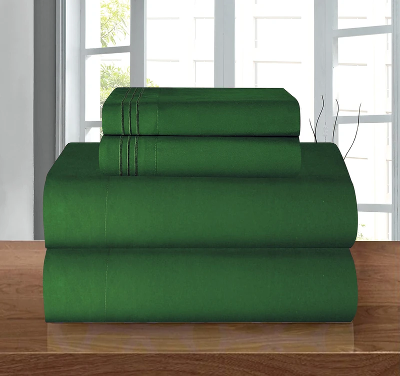 Elegant Comfort Luxury 1500 Premium Hotel Quality Microfiber 4-Piece Sheet Set - Wrinkle Resistant, All Around Elastic Fitted Sheet, Deep Pocket up to 16", California King, Hunter Green
