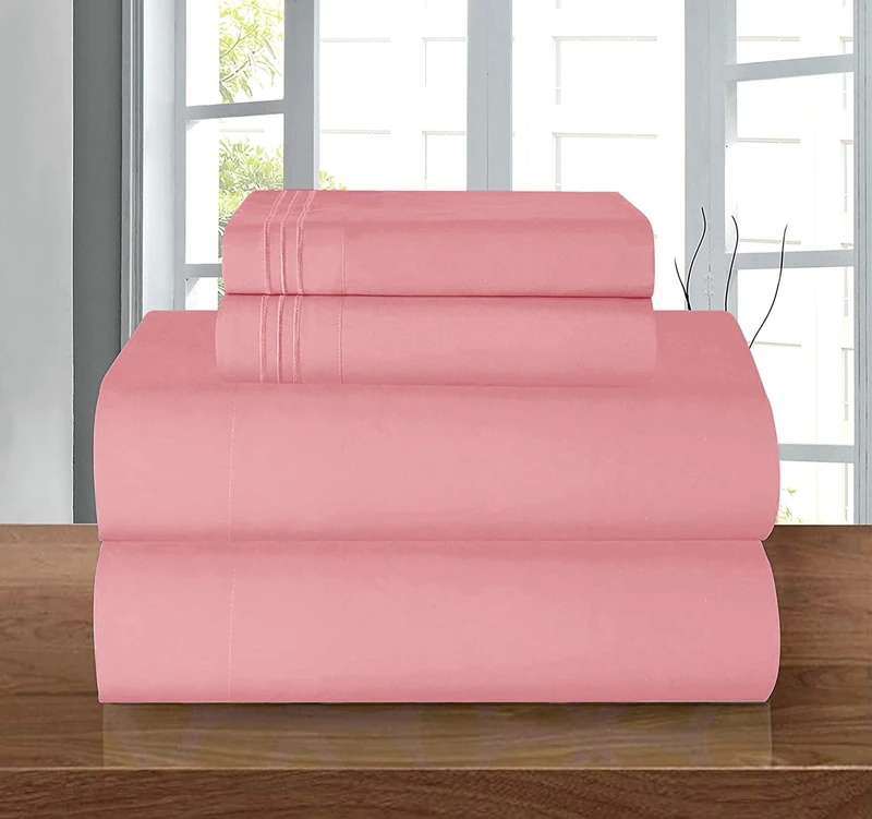 Elegant Comfort Luxury 1500 Premium Hotel Quality Microfiber 4-Piece Sheet Set - Wrinkle Resistant, All Around Elastic Fitted Sheet, Deep Pocket up to 16", California King, Dusty Rose