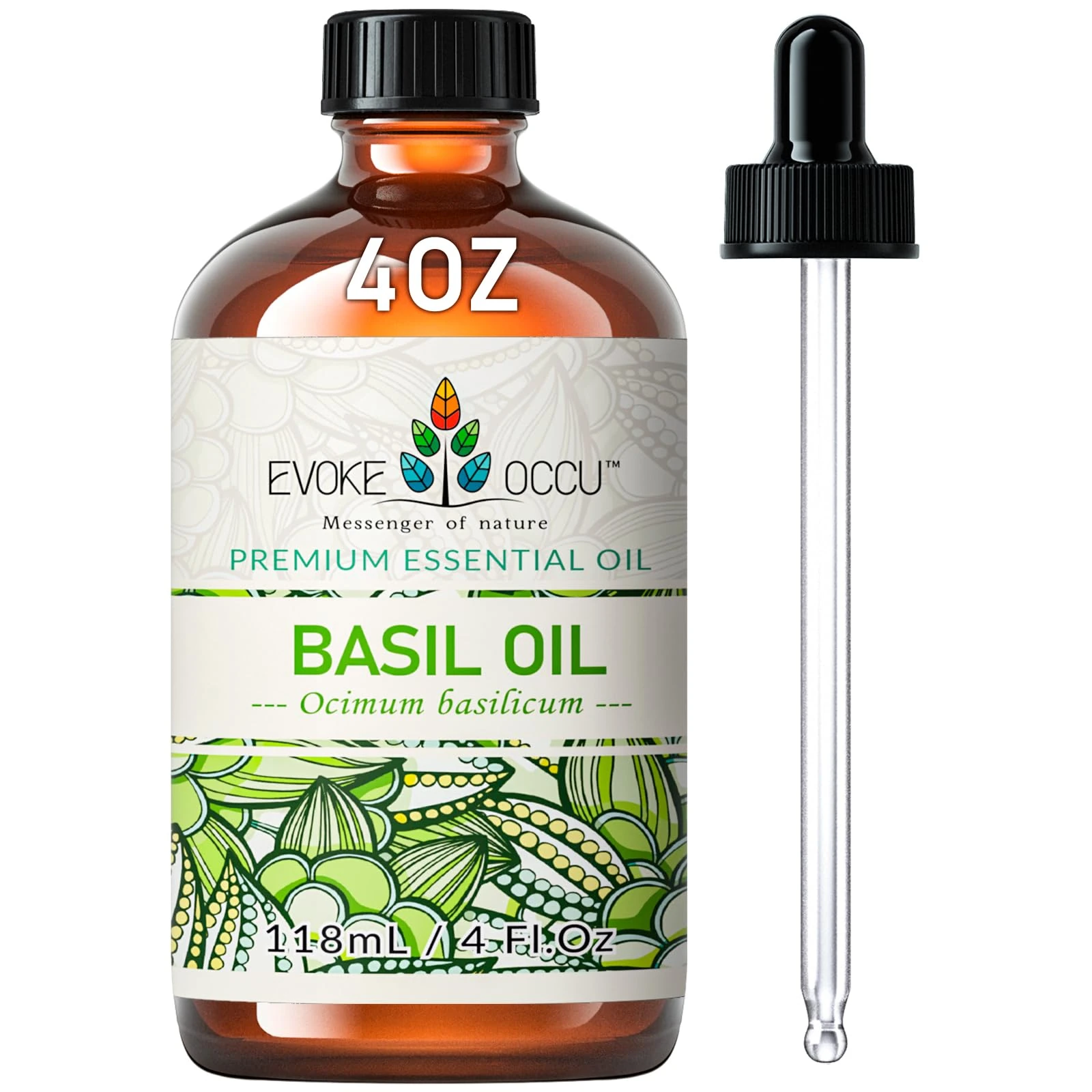 EVOKE OCCU Basil Essential Oil 118ml, Pure for Skin, Diffuser, Aromatherapy, Candle, Soap Making