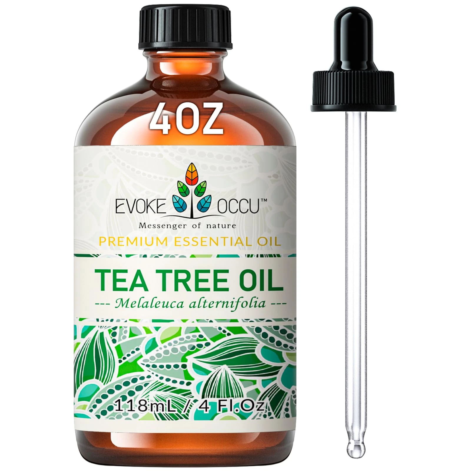 EVOKE OCCU Tea Tree Oil 118ml for Nail Fungus, Skin, Hair, Acne, Massage, Diffuser, Aromatherapy