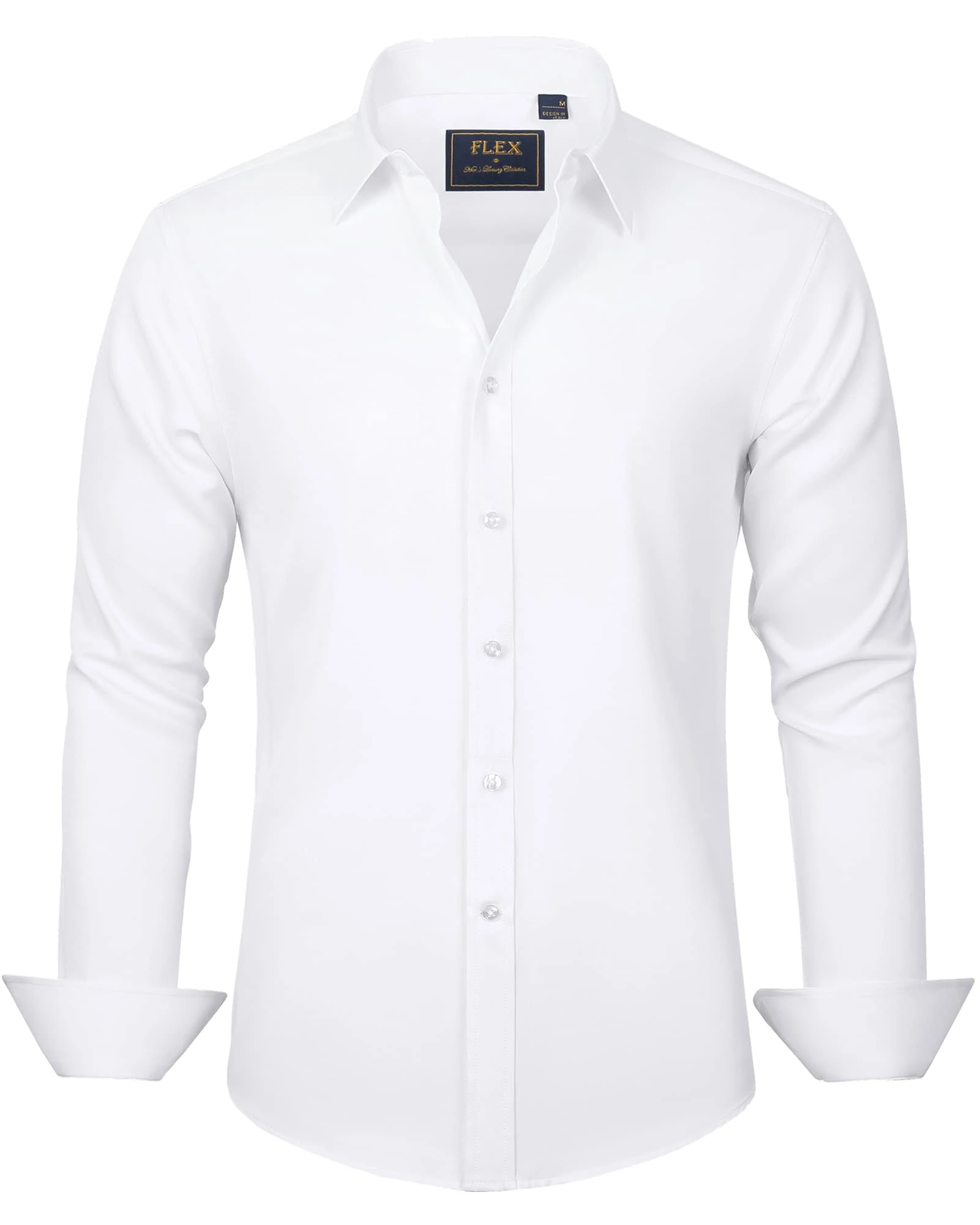 J.VER White Shirt Men Long Sleeve Fashion Dress Stretch Non Iron Button Down Shirts for Men Adult Business Casual Wedding Work S