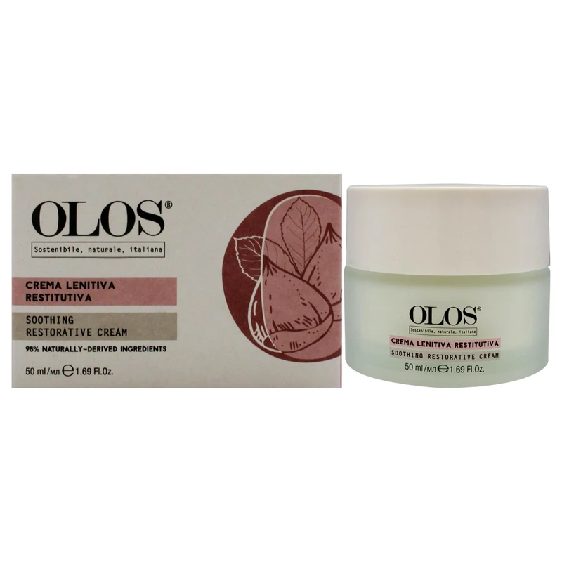 Olos Soothing Restorative Cream, 1.7 oz - Face Moisturizer - Face Lotion for Stress Signs and Redness - Face Cream with Aloe, Macadamia, Avocado Oil