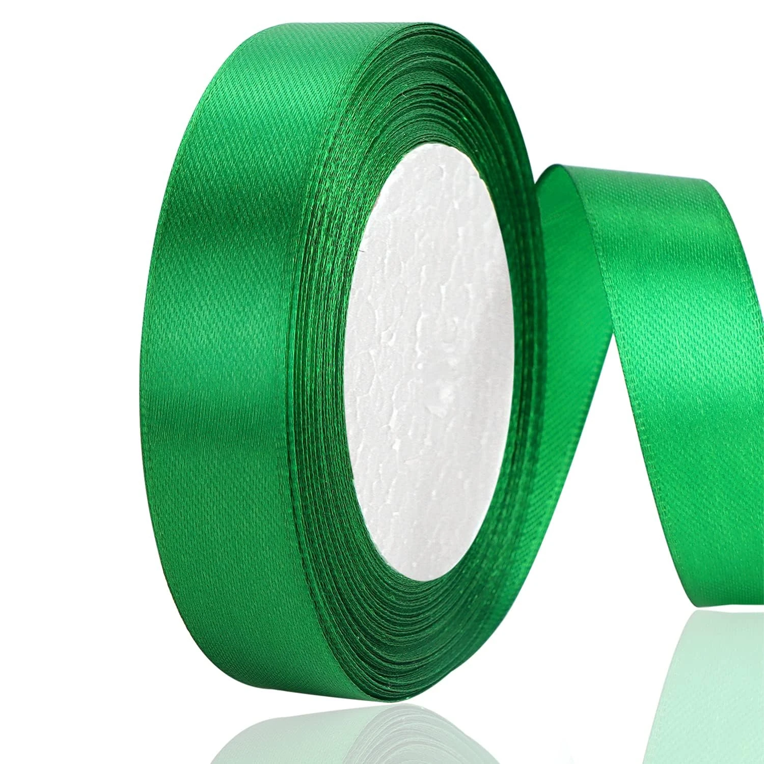 OWill Green Satin Ribbon, Double Sided Polyester 20mm X 22m(24 Yards) Gift Wrapping Ribbon for Cake Decoration, DIY Sewing Project, Party Balloon & Hair Bows Decoration