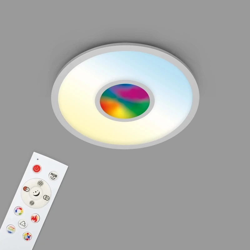 BRILONER TELEFUNKEN - LED Panel RGB, LED Ceiling Light CCT, Ceiling Light RGB Centerlight, Rainbow Effect, Remote Control, Dimmable, Silver-Coloured, 450 x 60 mm (D x H) (320104TF)