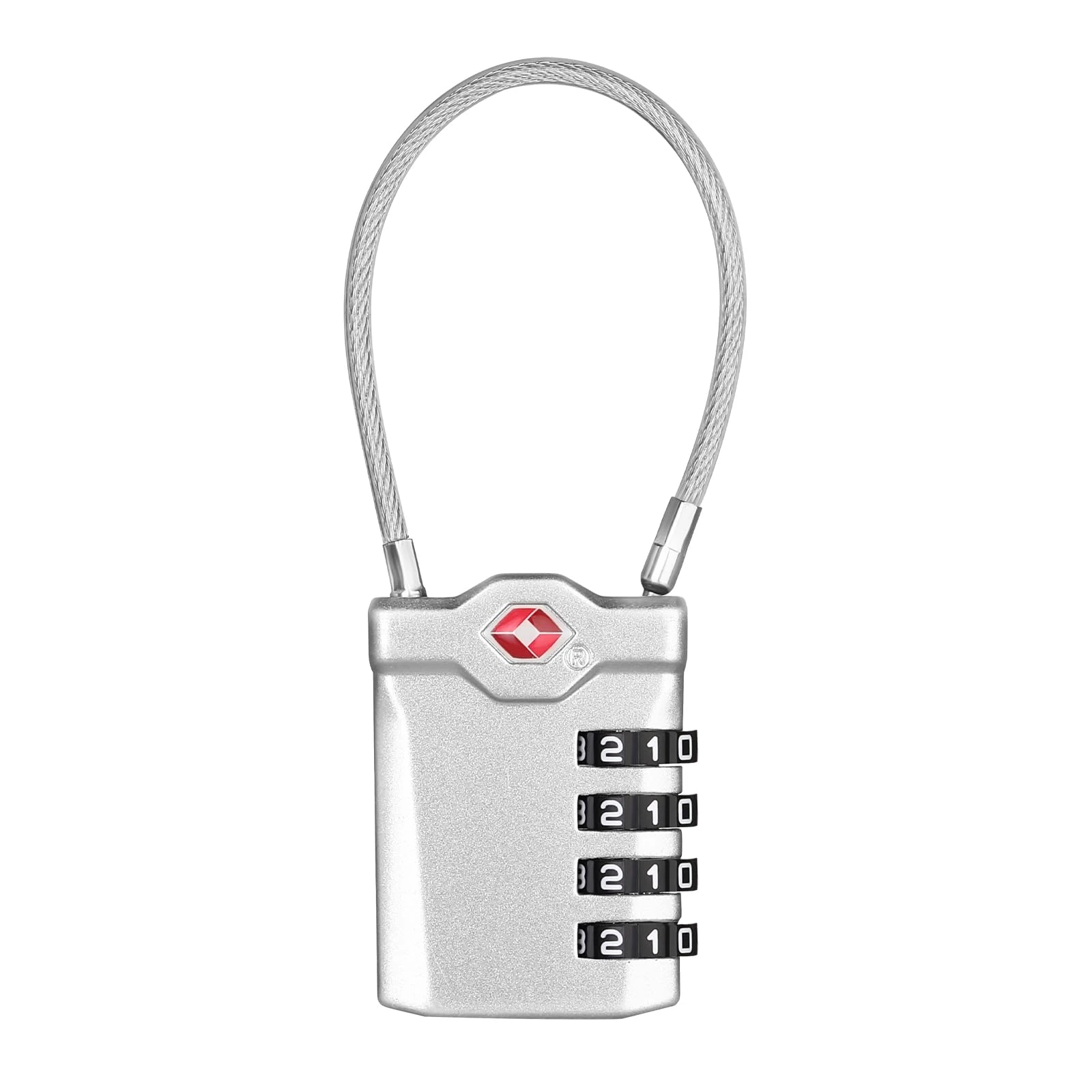 ZHEGE Suitcase Lock, TSA Approved Luggage Locks with Open Indicator and Flexible Cable, Travel Padlock for Briefcase, Backpack, 4-Digit Combination Gym Locker Padlocks (Silver)