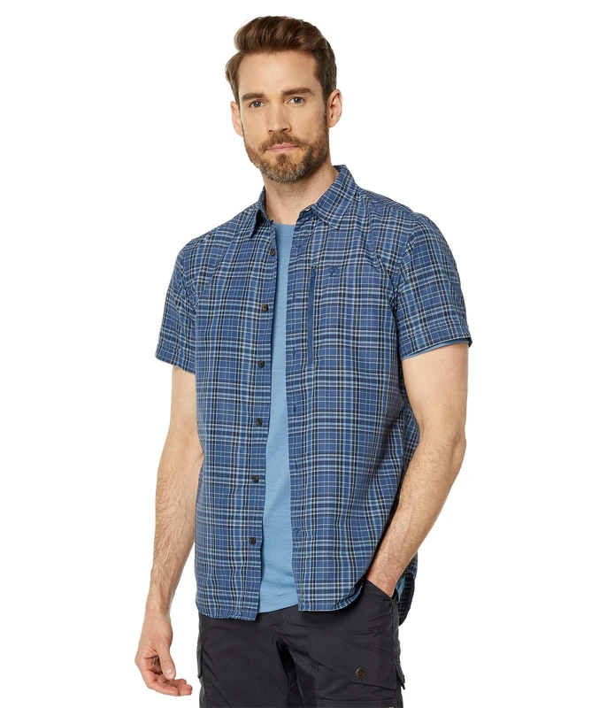 Fjallraven 82268-534-555 Abisko Hike Shirt SS M Shirt Men's Indigo Blue-Dark Navy Size M