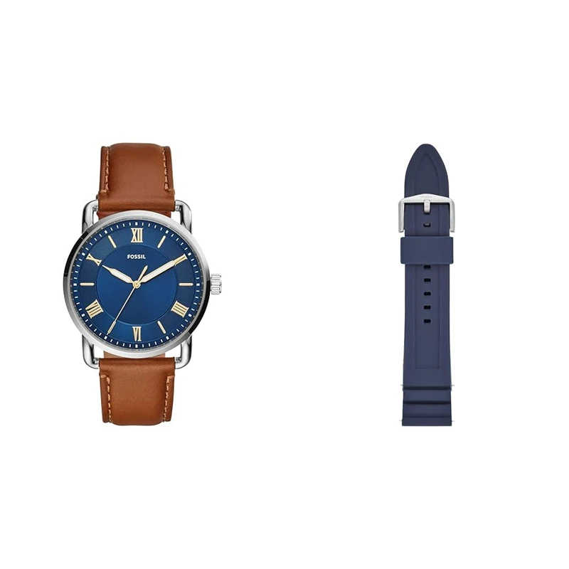 Fossil Copeland Men's Watch Case Size Quartz Movement Leather Strap 22 mm Silicone Strap for Watch
