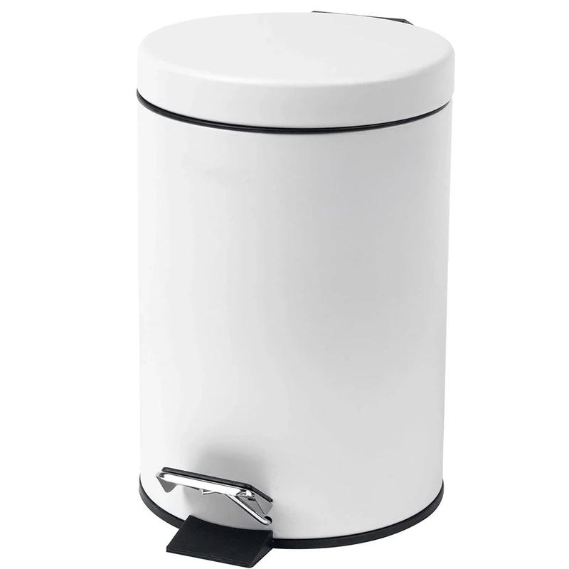 3 Litre Stainless Steel Pedal Bin for Kitchen Bathroom Toilet Rubbish Tray (White)