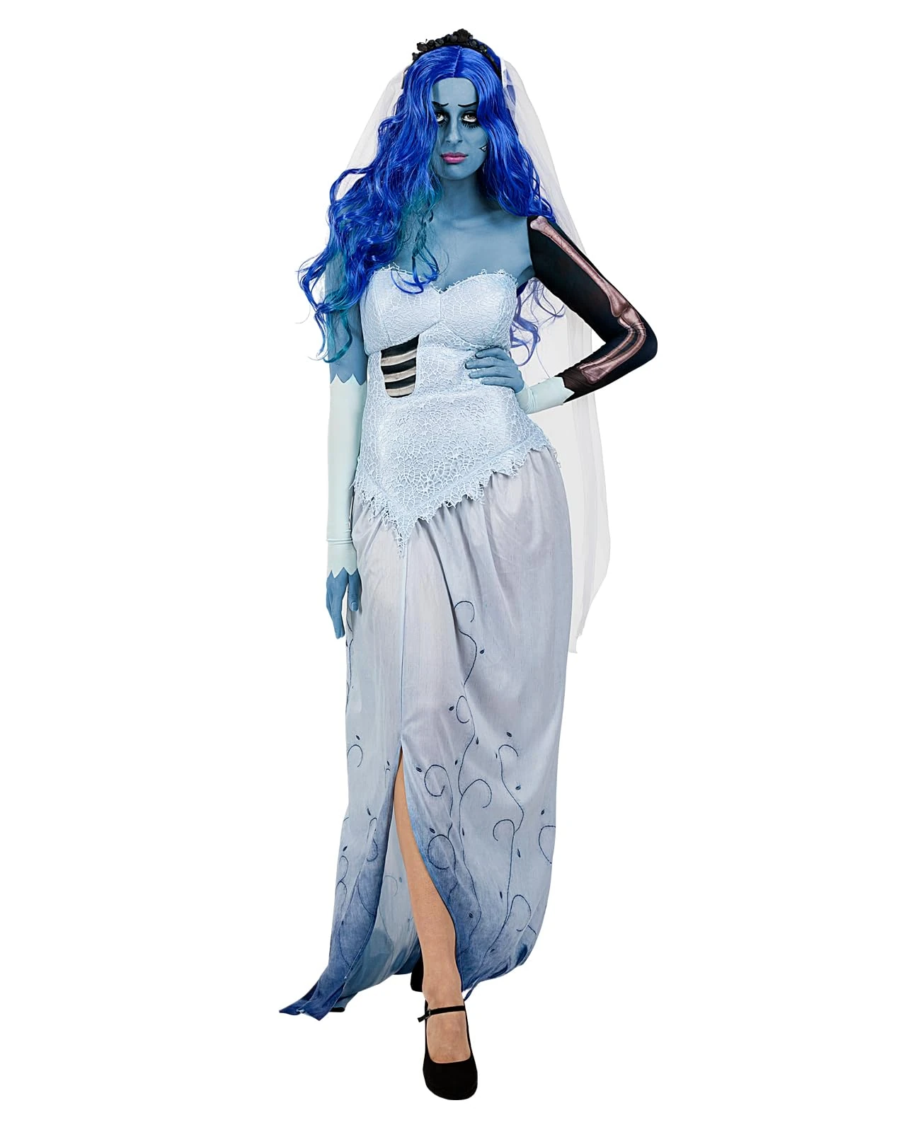 Funidelia Official Corpse Bride Costume for Women, Includes dress, tiara with veil, sleeve and arm warmers - Costume for adults for parties, Carnival and Halloween - Size M