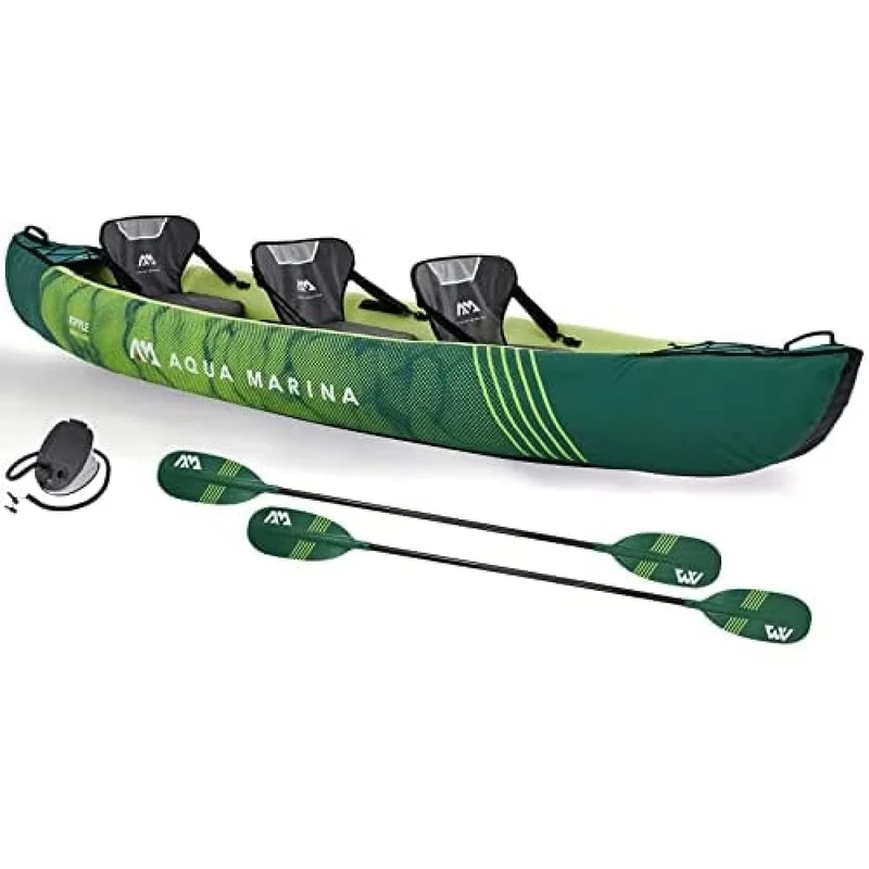 Aqua Marina Ripple-370, Canoe Package for 3 Person, 370 cm Length, Green, 2022