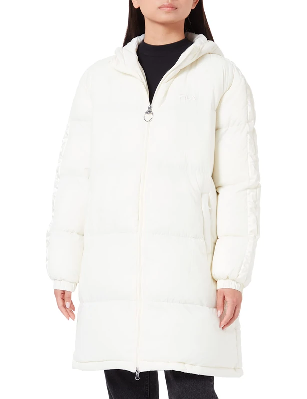 FILA Women's Berisfords Long Padded Coat Jacket, Egret, L
