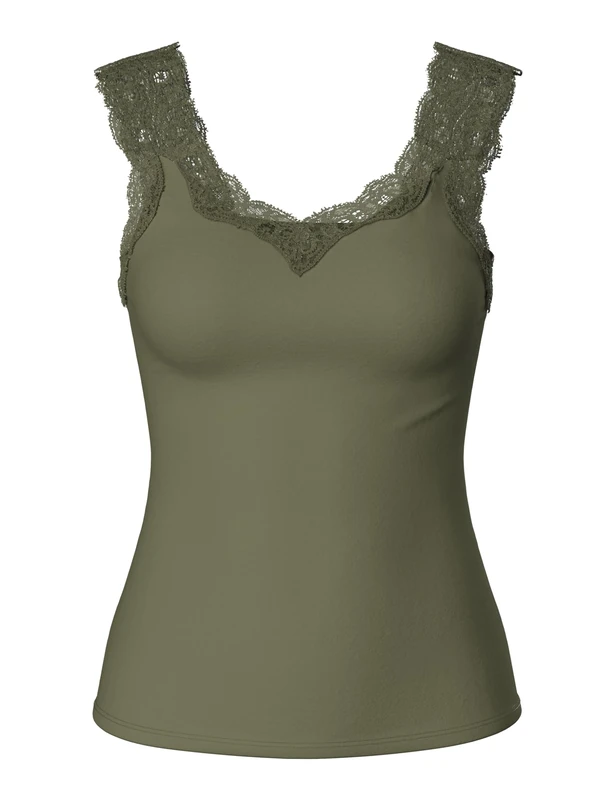 PIECES Women's Pcbarbera Lace Top Noos Top, Deep Lichen Green, M