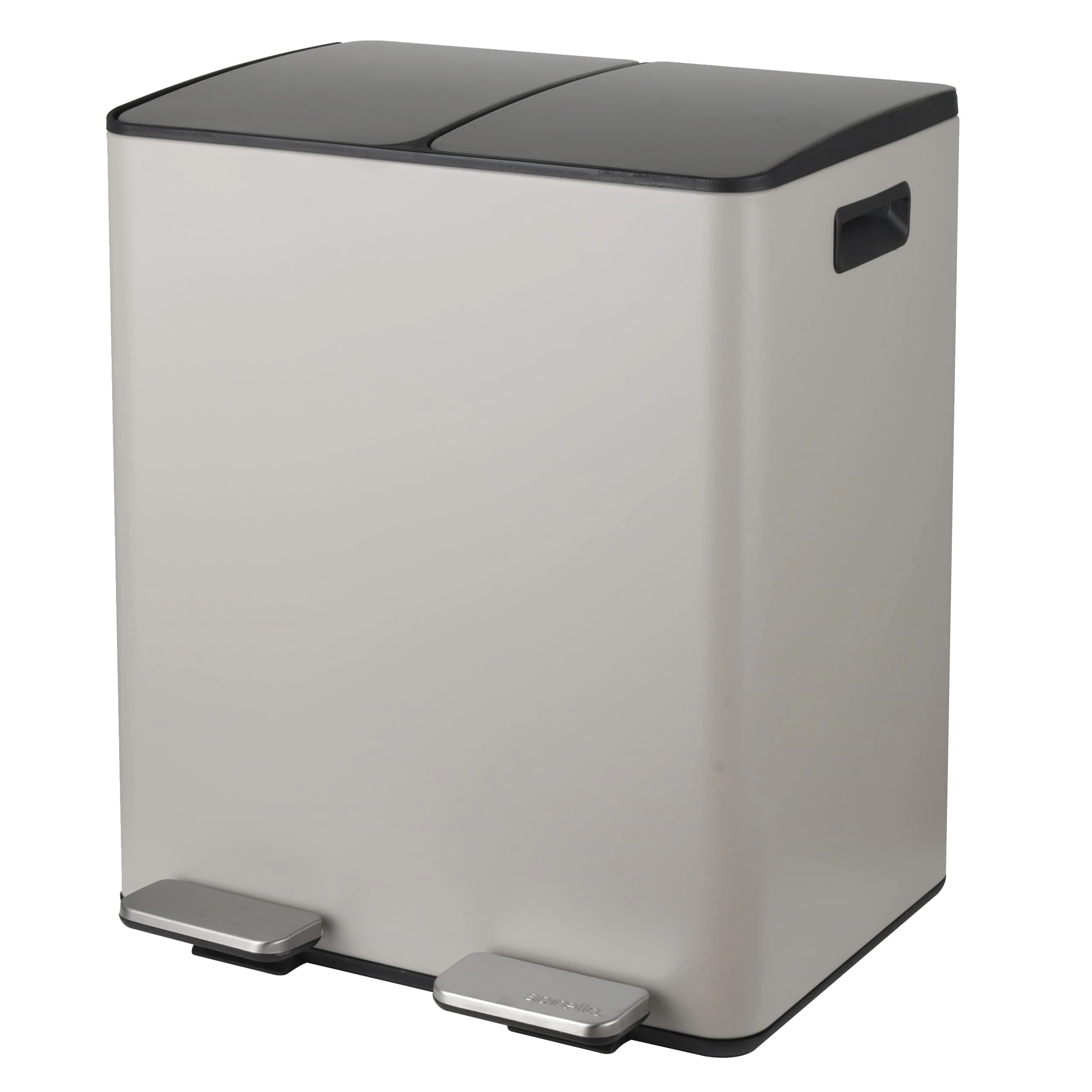 Spirella Waste Separation System 40 L (2 x 20 Litres) with Inner Bucket, Large Waste Bin, Pedal Bin, Stainless Steel, Soft-Close Mechanism, Taupe
