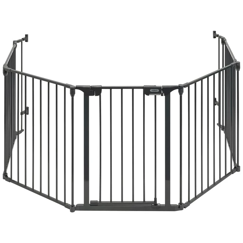 ABUS Felix JC8700 Fireplace Barrier for Child Protection with Door Total Length 375 cm, Height 74 cm, Black