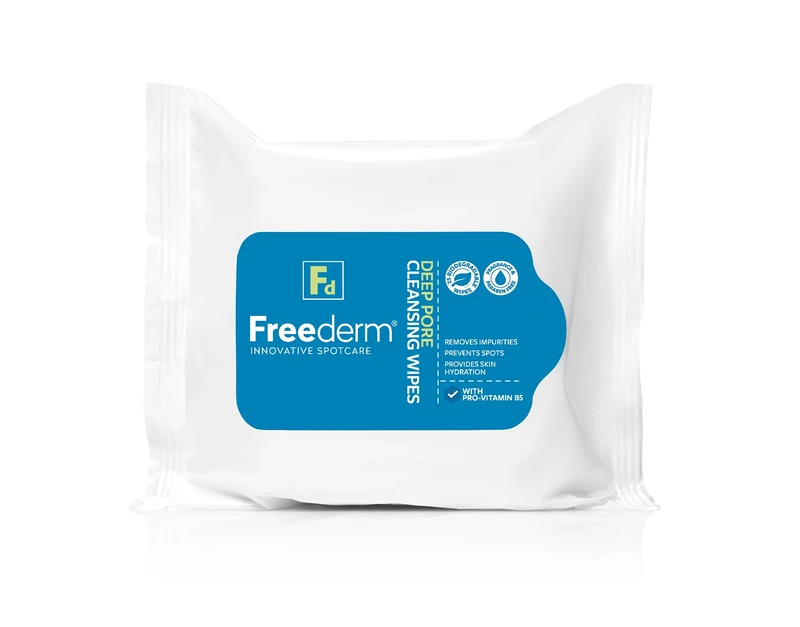 Freederm Fragrance Free Deep Pore Face Cleansing Wipes for Spot Prone Skin, Fights Spot Causing Bacteria, Biodegradable, 25-count