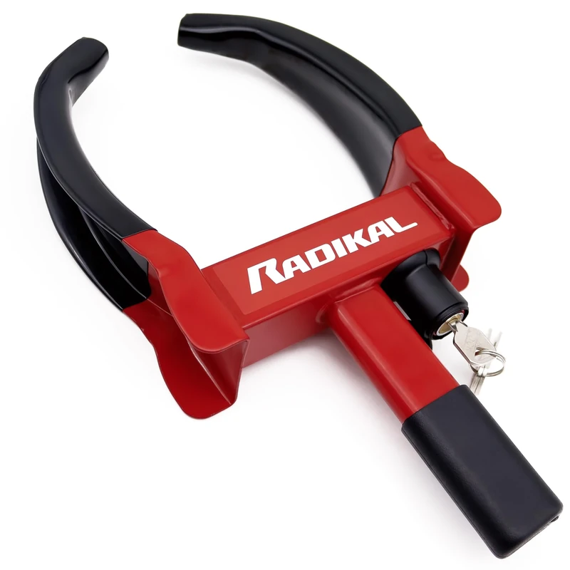 RADIKAL RK1001 Heavy Duty Wheel Clamp Lock, Adjustable 7,4-11,4in, High Security Lock, Anti-Scratch, Universal Wheel Car Boot Anti Theft Lock Device for Vehicle Truck, Van, Golf Cart, Motorhome Camper