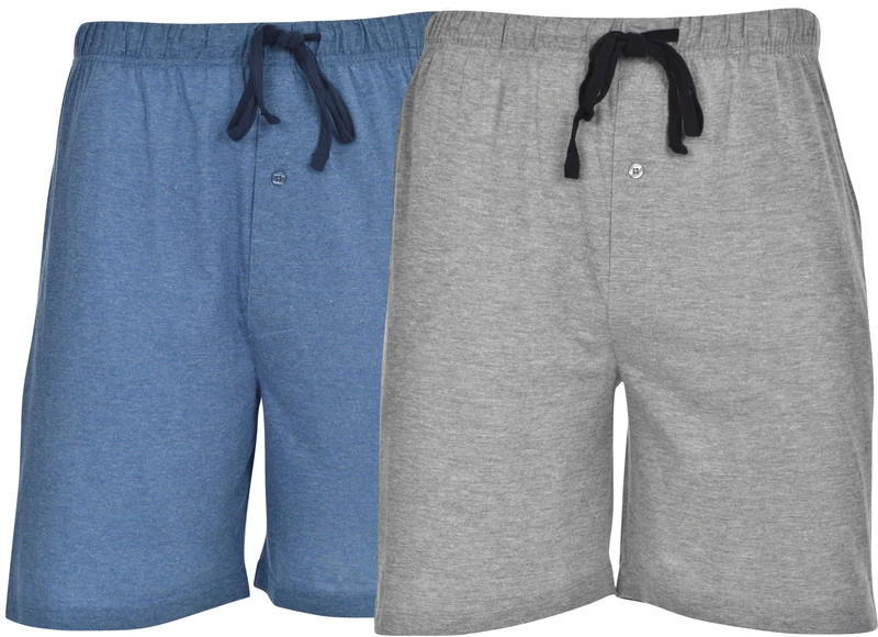 Hanes Men's Pyjama Shorts with Pullover in Cotton Jersey, Heather Grey/Chambrey Blue, S