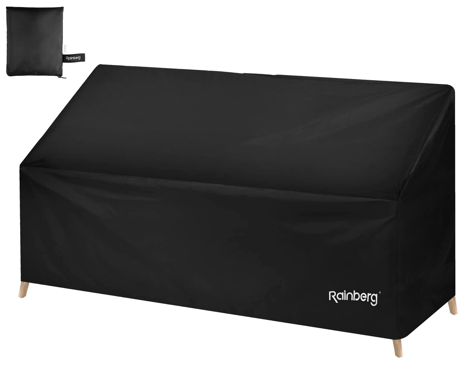 Rainberg Garden Bench Cover with Air Vent, Waterproof, Windproof, Anti-UV, Heavy Duty Rip Proof 420D Oxford Fabric Outdoor Patio Bench Seat Cover With Carry Bag (2 Seater)