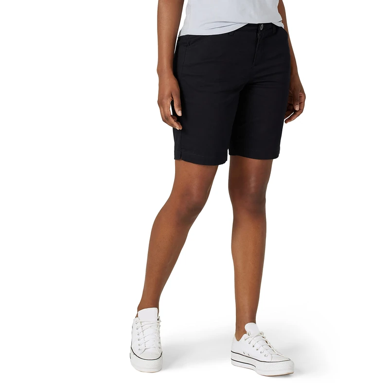 Lee Women's Regular Fit Chino Bermuda Short, Jet Black, 2