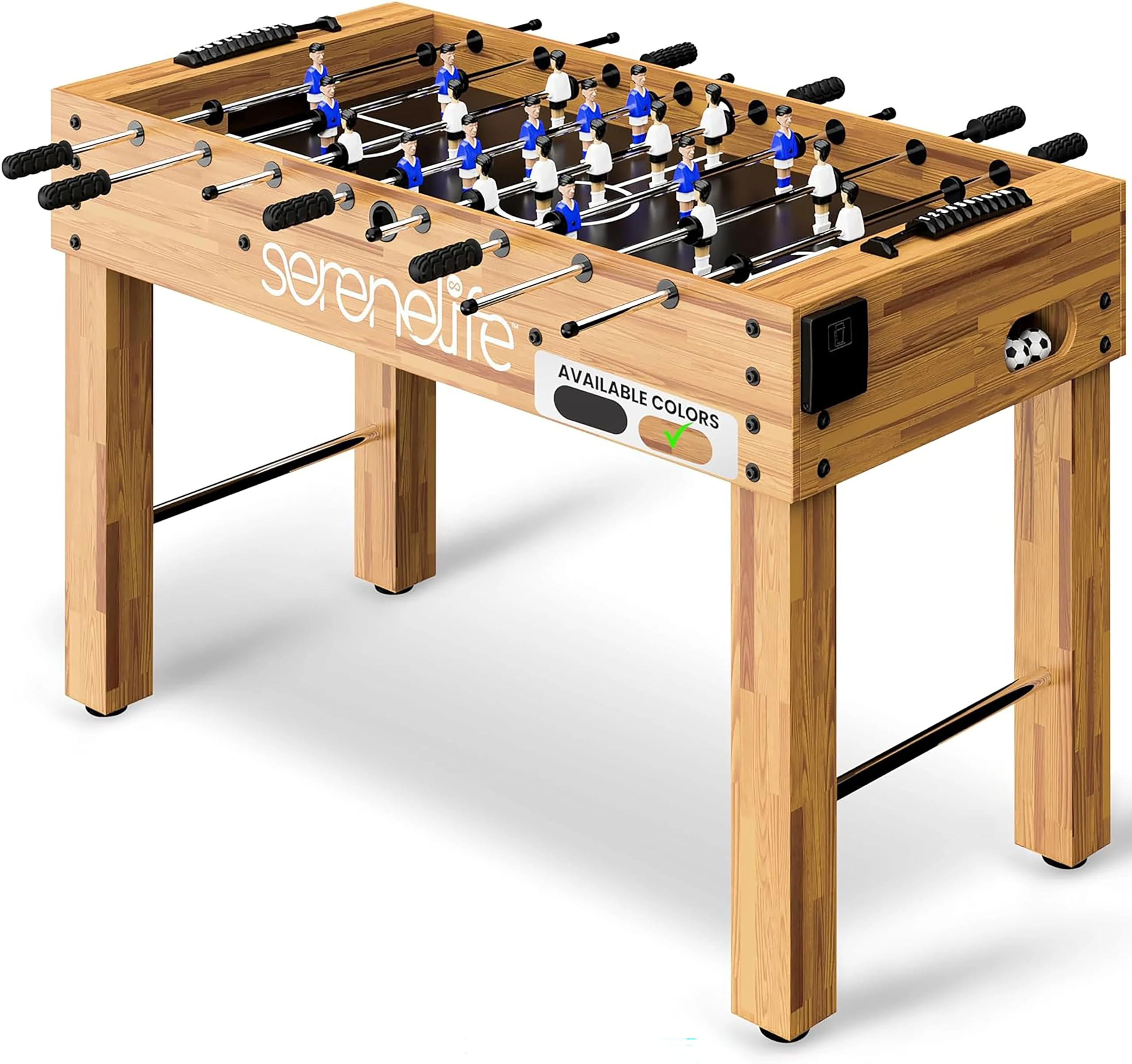 SereneLife Table Football or Foosball Game, Tabletop, Interactive Table Soccer Game, Tabletop, Mini Football, Games for Kids & Adults, Natural
