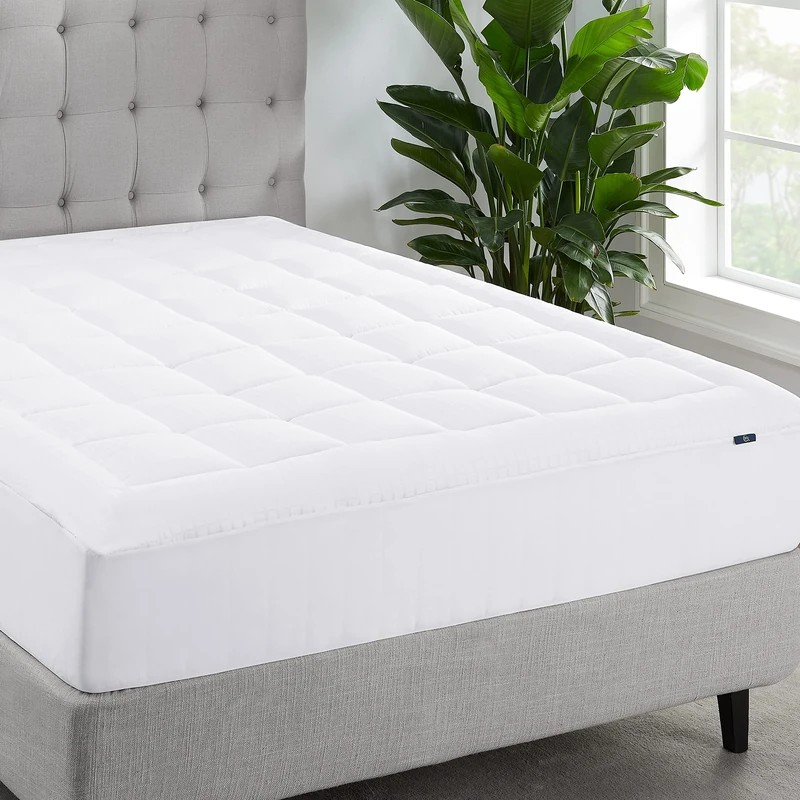 Serta ComfortSure California King Mattress Cover, Fitted Pillow Top Mattress Pad, Super Soft and Breathable Quilted Cotton Protector with 18" Elastic Deep Pockets for Secure Fit, White