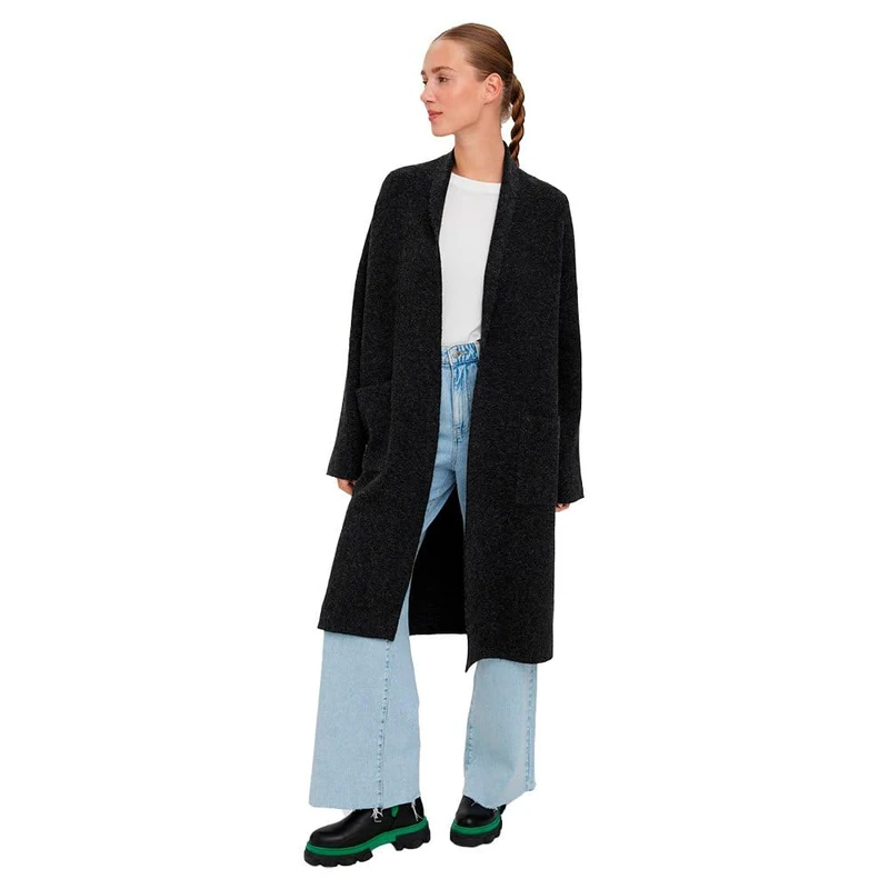 VERO MODA Women's Vmcody Ls Coatigan Ga Noos Sweater, Dark Grey Blend, XS