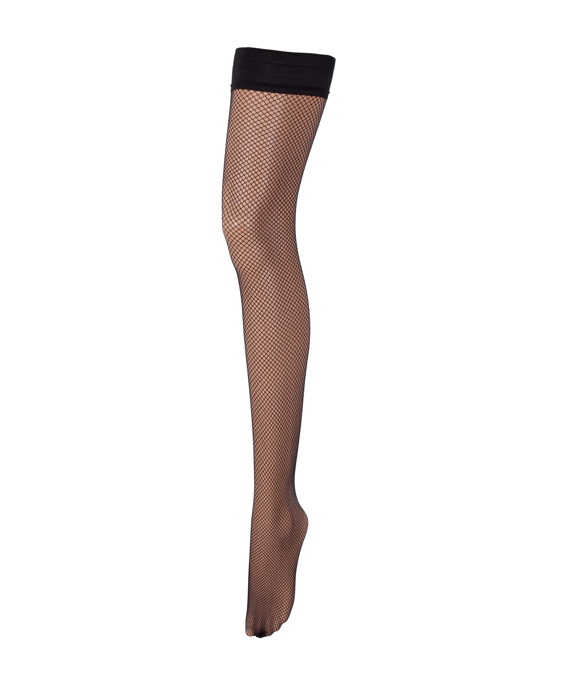 BLUEBELLA Fishnet Leg/Plain Top Hold Ups Black LG