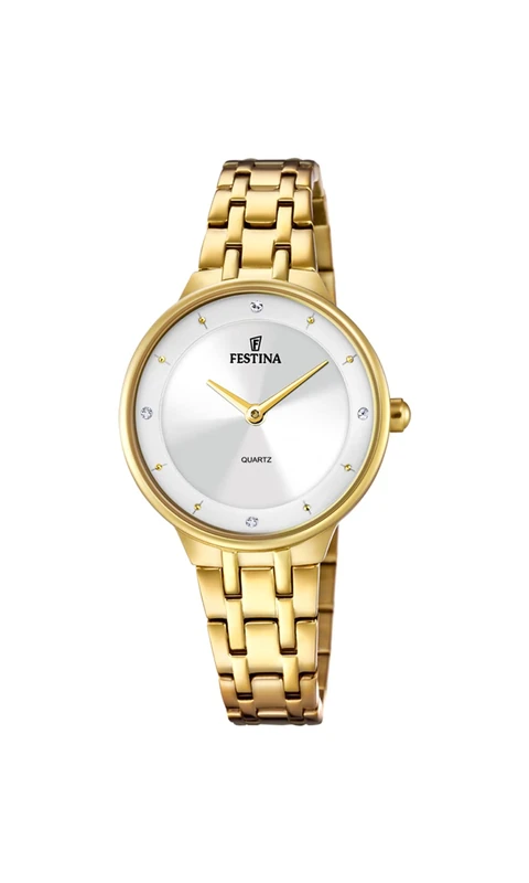 Festina Women's Gold Watch with CZ Setting and Steel Bracelet F20601/1, White, Classic, White, Classic