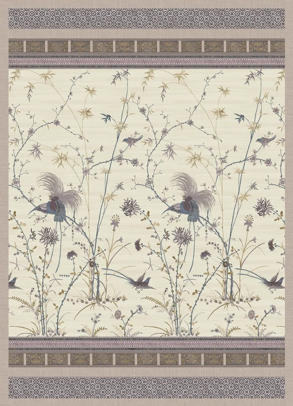 Bassetti Fong Plaid 100% Cotton 57 Threads per cm² / Filling: 100% Polyester 80 g/m², Cream, 155 x 220 cm