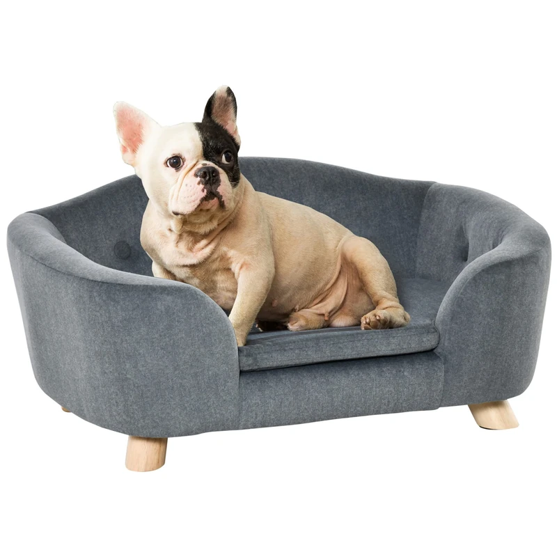 PawHut Dog Sofa Bed with Soft Cushion - Grey XS Size