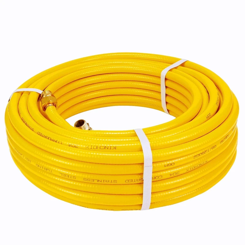 Kinchoix 70ft 1/2'' Natural Gas Line Gas Tubing Pipe Kit for Construction Heaters NG Appliance Propane Equipment with 2 Male Fittings
