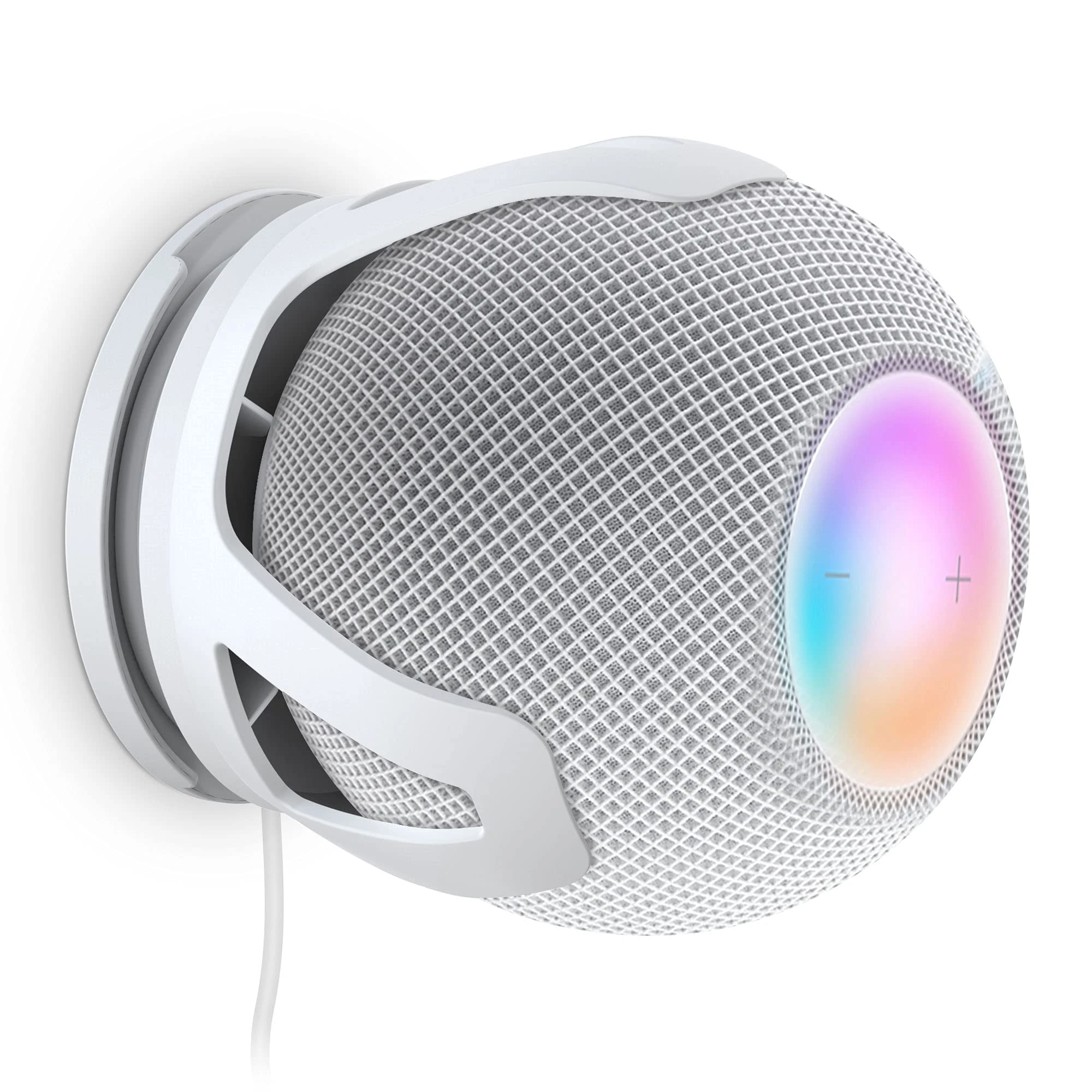 PlusAcc Wall Mount for Homepod Mini - Holder with 2 Installation Methods, Build in Cord Management Stand, Bracket Suitable for Bedroom, Kitchen, Living room